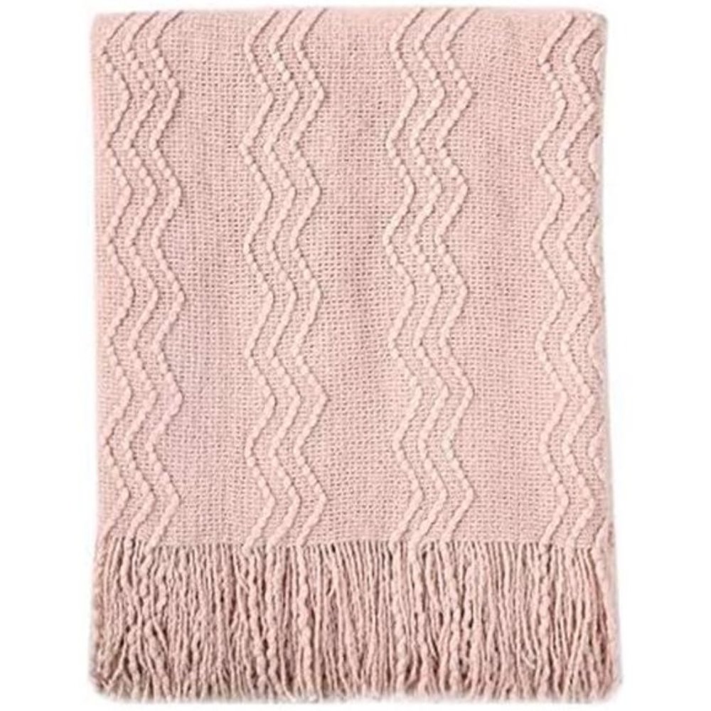 ThrowBlanket Textured Solid Soft Sofa Throw CouchCover KnittedDecorative Blanket